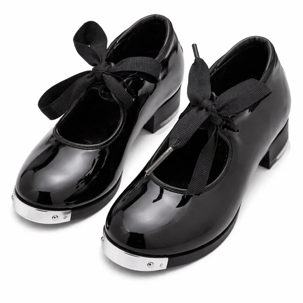 Weissman Black Patent Tap Shoes Size 8.5 Girls Dance Shoes